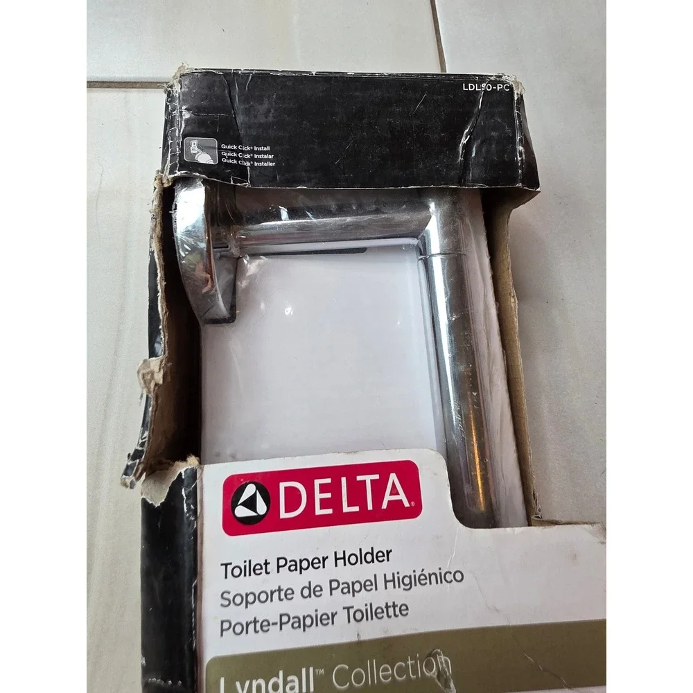 Delta Lyndall Chrome‎ Toilet Paper Holder Wall Mount LDL50-PC Quick Click New F1